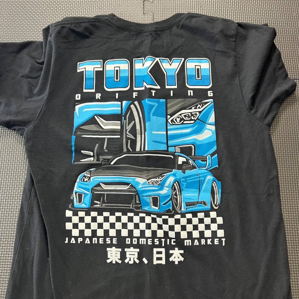 Tokyo Drifting Graphic T-Shirt X-Large Black Japanese Car Design